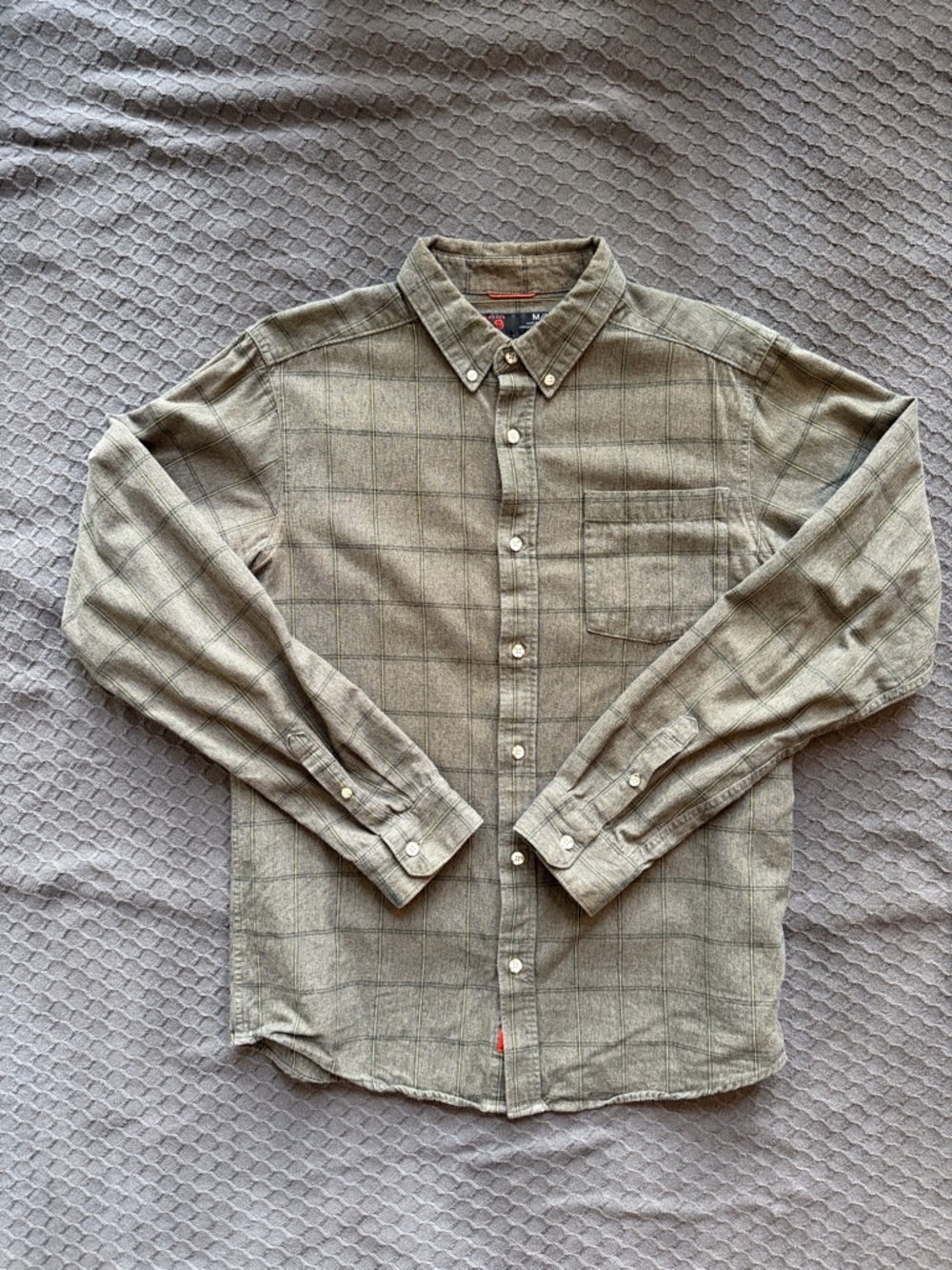 Mountain Hardware Men's Olive Green Plaid Button-Down Shirt